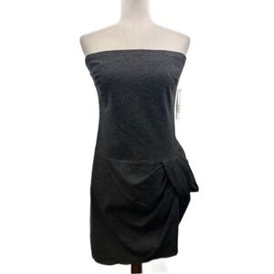 2b Rych Women's Size 10 Black Sparkle Draped‎ Tube Cocktail Party Dress $385 New